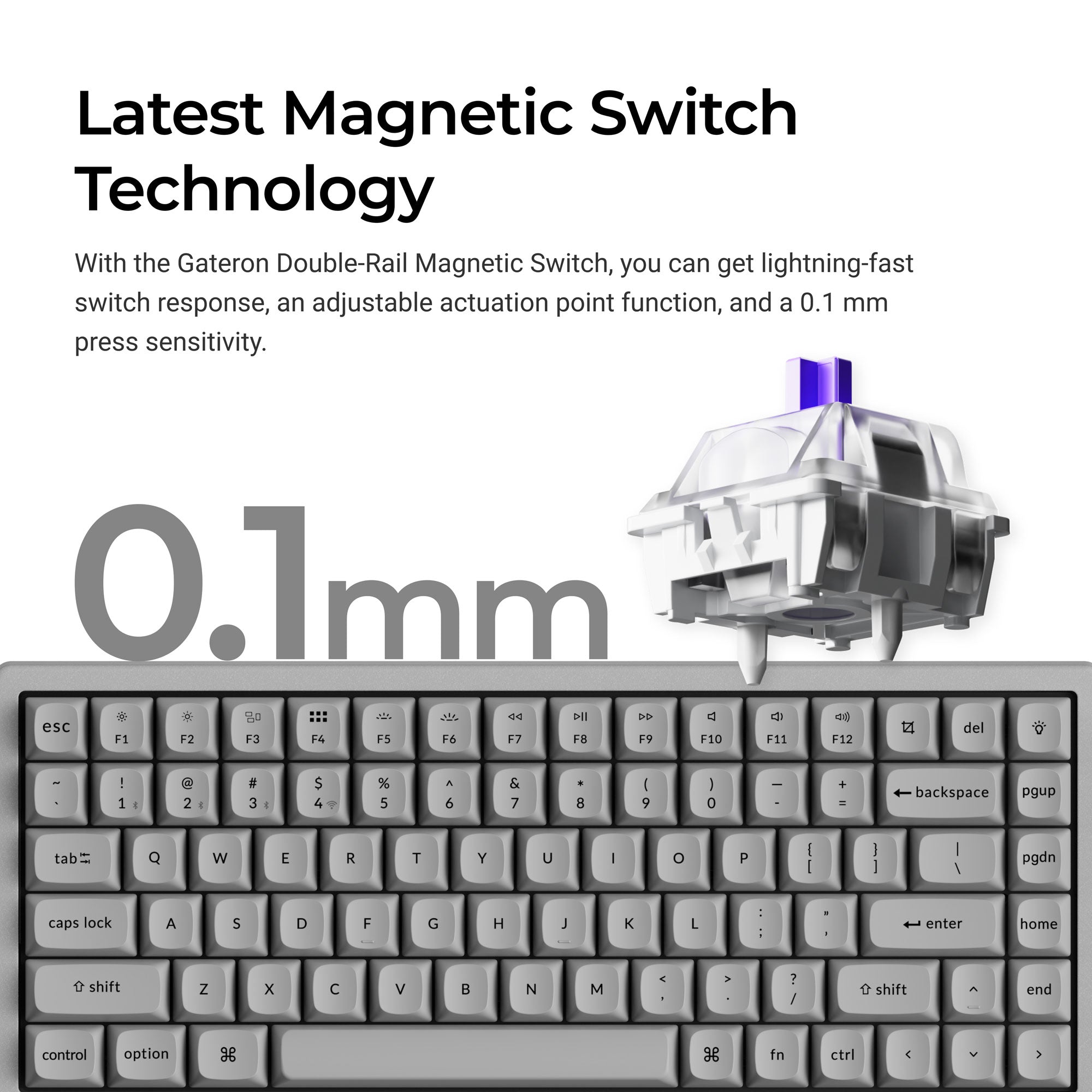 Keychron K2 HE Wireless Magnetic Switch Custom Keyboard - Concrete Edition