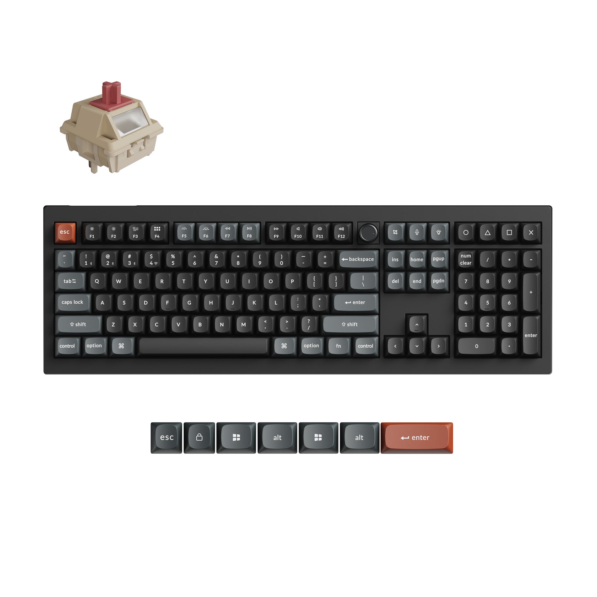 Keychron V6 Ultra 8K Wireless Hot-swappable RGB Backlight Red Switch - Black